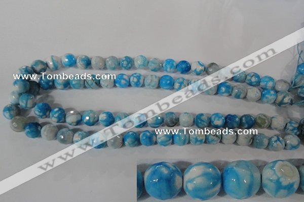 CAG3873 15.5 inches 10mm faceted round fire crackle agate beads