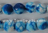 CAG3874 15.5 inches 12mm faceted round fire crackle agate beads