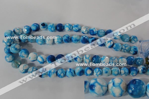 CAG3874 15.5 inches 12mm faceted round fire crackle agate beads