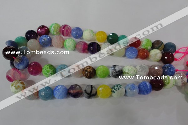 CAG3880 15.5 inches 14mm faceted round fire crackle agate beads