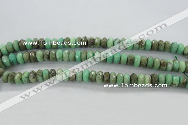 CAG3913 15.5 inches 5*10mm faceted rondelle green grass agate beads