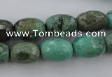 CAG3919 15.5 inches 10*14mm faceted rice green grass agate beads