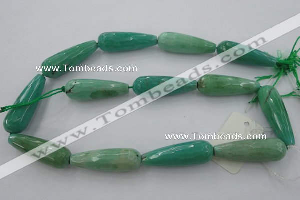 CAG3922 15.5 inches 10*30mm faceted teardrop green grass agate beads