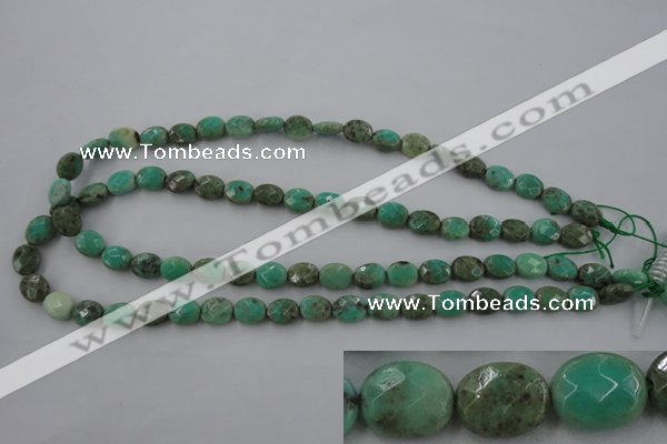 CAG3930 15.5 inches 8*10mm faceted oval green grass agate beads