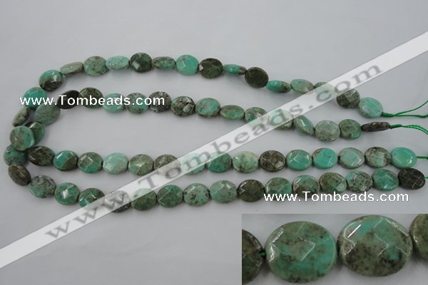 CAG3931 15.5 inches 10*12mm faceted oval green grass agate beads