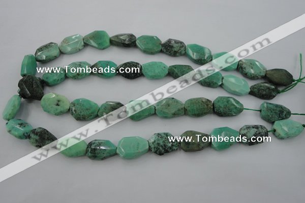 CAG3940 15.5 inches 13*19mm faceted freeform green grass agate beads