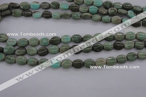 CAG3942 15.5 inches 8*10mm oval green grass agate beads