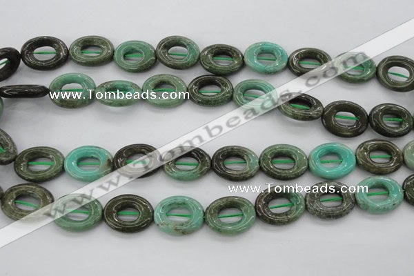 CAG3945 15.5 inches 13*18mm oval donut green grass agate beads