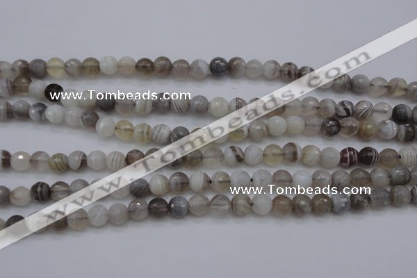 CAG3955 15.5 inches 6mm faceted round grey botswana agate beads