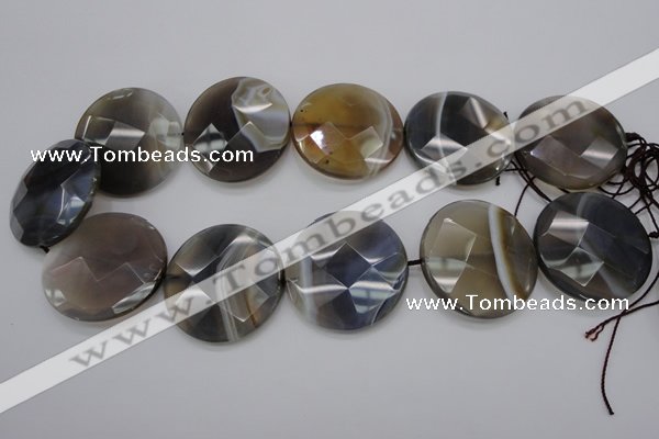 CAG3968 15.5 inches 30mm faceted coin grey botswana agate beads