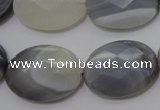 CAG3975 15.5 inches 18*25mm faceted oval grey botswana agate beads