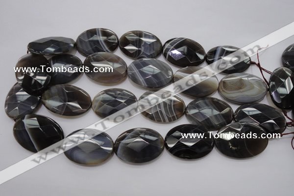 CAG3977 15.5 inches 25*35mm faceted oval grey botswana agate beads