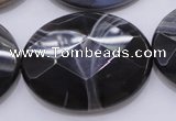 CAG3978 15.5 inches 30*40mm faceted oval grey botswana agate beads