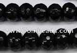 CAG3996 15.5 inches 10*14mm faceted rondelle black agate beads