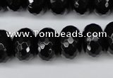 CAG3997 15.5 inches 12*16mm faceted rondelle black agate beads