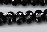 CAG3997 15.5 inches 12*16mm faceted rondelle black agate beads