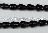 CAG4000 15.5 inches 8*10mm faceted teardrop black agate beads