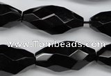 CAG4005 15.5 inches 15*30mm faceted rice black agate beads