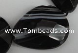 CAG4031 15.5 inches 20*30mm faceted flat teardrop black agate beads