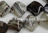 CAG4040 15.5 inches 15*15mm twisted diamond black agate beads