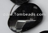 CAG4048 Top-drilled 30*40mm – 35*45mm faceted freeform black agate beads