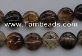 CAG4061 15.5 inches 10mm flat round dragon veins agate beads