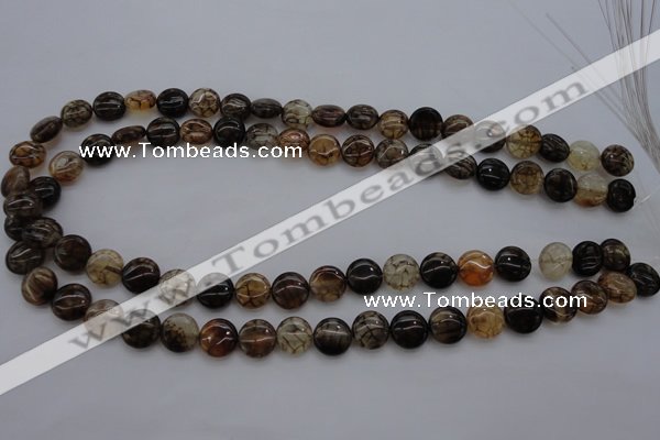 CAG4061 15.5 inches 10mm flat round dragon veins agate beads