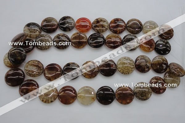 CAG4065 15.5 inches 20mm flat round dragon veins agate beads