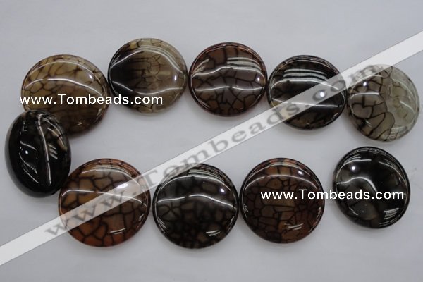 CAG4069 15.5 inches 40mm flat round dragon veins agate beads