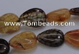 CAG4079 15.5 inches 10*14mm flat teardrop dragon veins agate beads