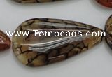 CAG4085 15.5 inches 20*40mm flat teardrop dragon veins agate beads