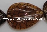 CAG4086 15.5 inches 30*40mm flat teardrop dragon veins agate beads