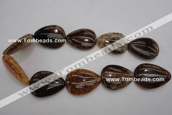 CAG4086 15.5 inches 30*40mm flat teardrop dragon veins agate beads