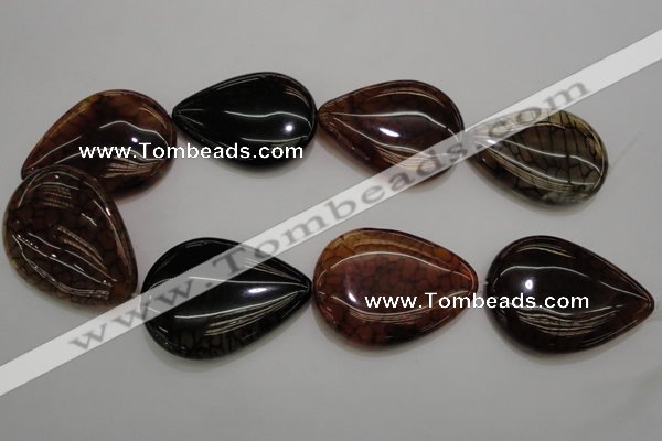 CAG4088 15.5 inches 38*50mm flat teardrop dragon veins agate beads