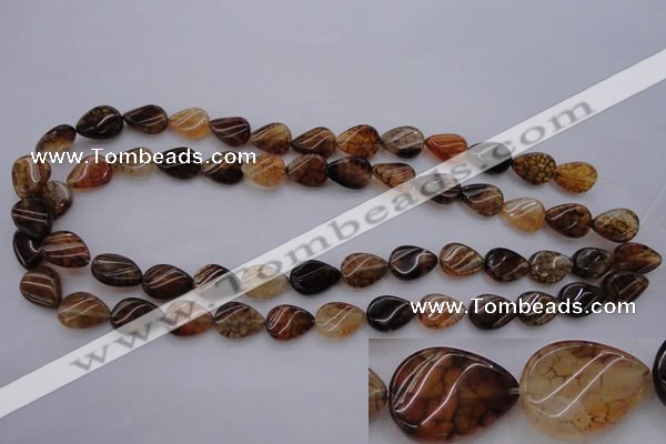 CAG4095 15.5 inches 10*14mm twisted flat teardrop dragon veins agate beads