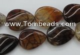 CAG4096 15.5 inches 13*18mm twisted flat teardrop dragon veins agate beads