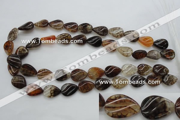 CAG4096 15.5 inches 13*18mm twisted flat teardrop dragon veins agate beads