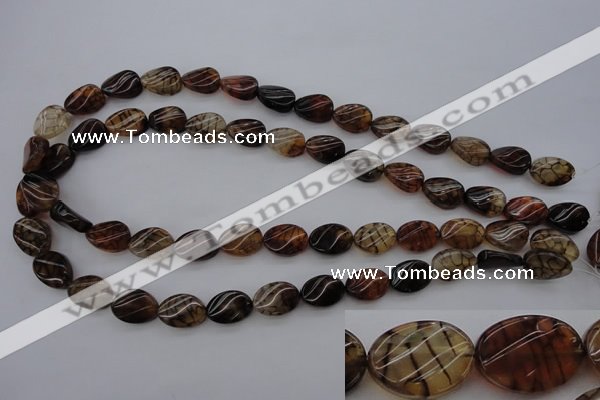 CAG4104 15.5 inches 10*14mm twisted oval dragon veins agate beads