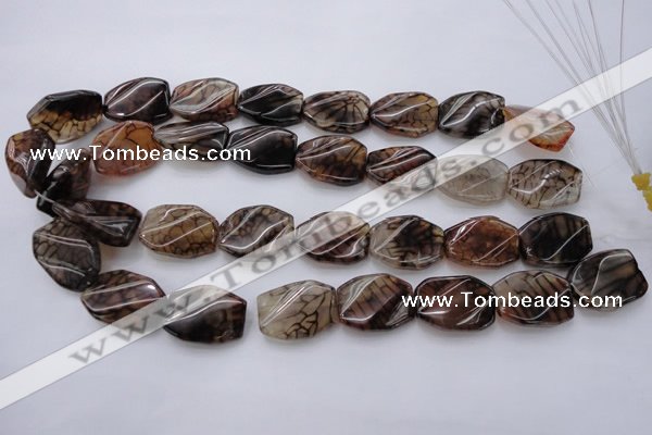 CAG4111 15.5 inches 18*25mm twisted rectangle dragon veins agate beads