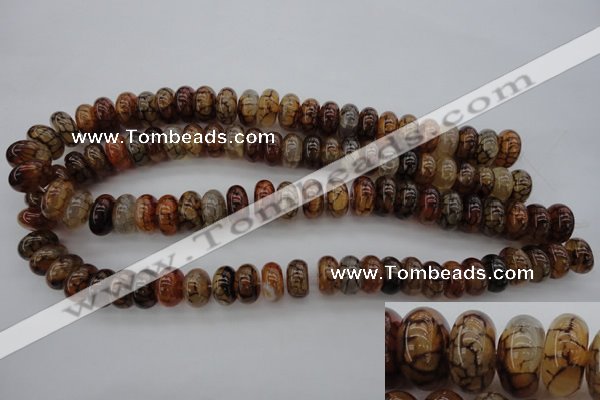 CAG4119 15.5 inches 8*15mm rondelle dragon veins agate beads