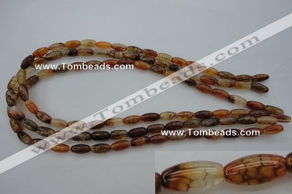 CAG4126 15.5 inches 6*12mm rice dragon veins agate beads