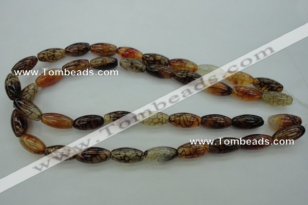 CAG4127 15.5 inches 10*20mm rice dragon veins agate beads