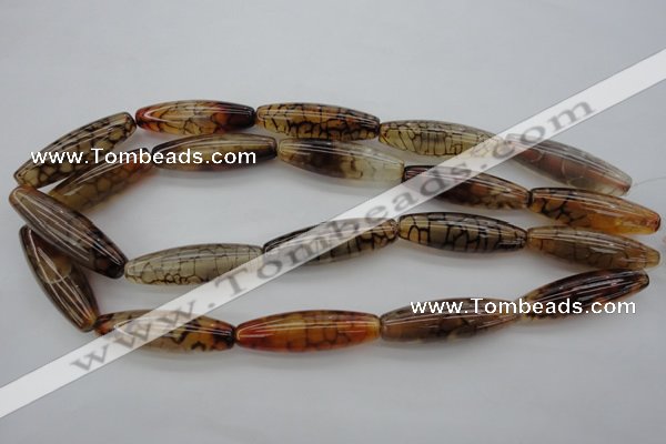 CAG4129 15.5 inches 12*40mm rice dragon veins agate beads