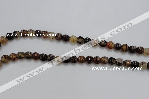 CAG4141 15.5 inches 8*8mm pumpkin dragon veins agate beads