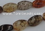 CAG4149 15.5 inches 6*12mm twisted rice dragon veins agate beads