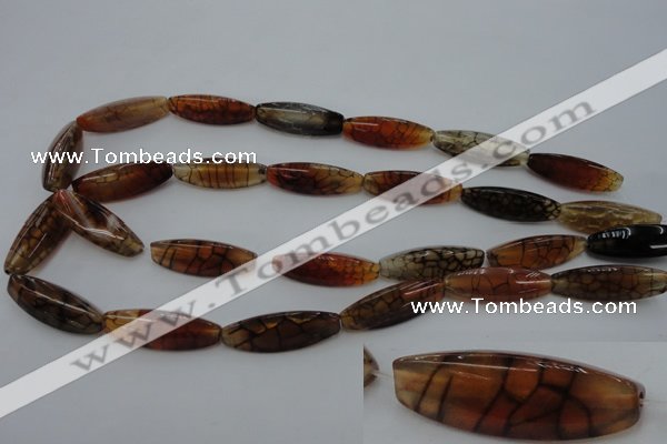 CAG4159 15.5 inches 10*30mm trihedron dragon veins agate beads