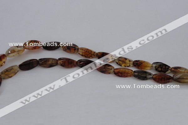 CAG4162 15.5 inches 8*16mm twisted trihedron dragon veins agate beads