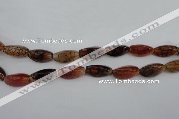 CAG4164 15.5 inches 10*20mm twisted trihedron dragon veins agate beads