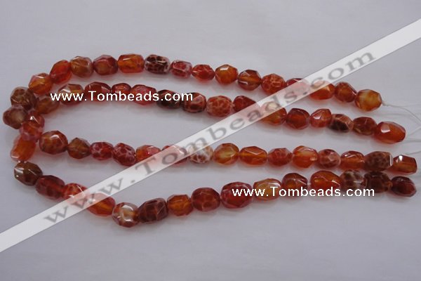 CAG4175 15.5 inches 9*12mm faceted nuggets natural fire agate beads