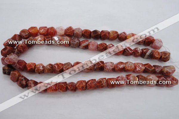 CAG4176 15.5 inches 10*11mm faceted nuggets natural fire agate beads